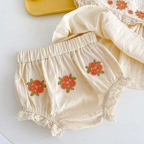 Conjunto Bordado Bebê Flor do Campo